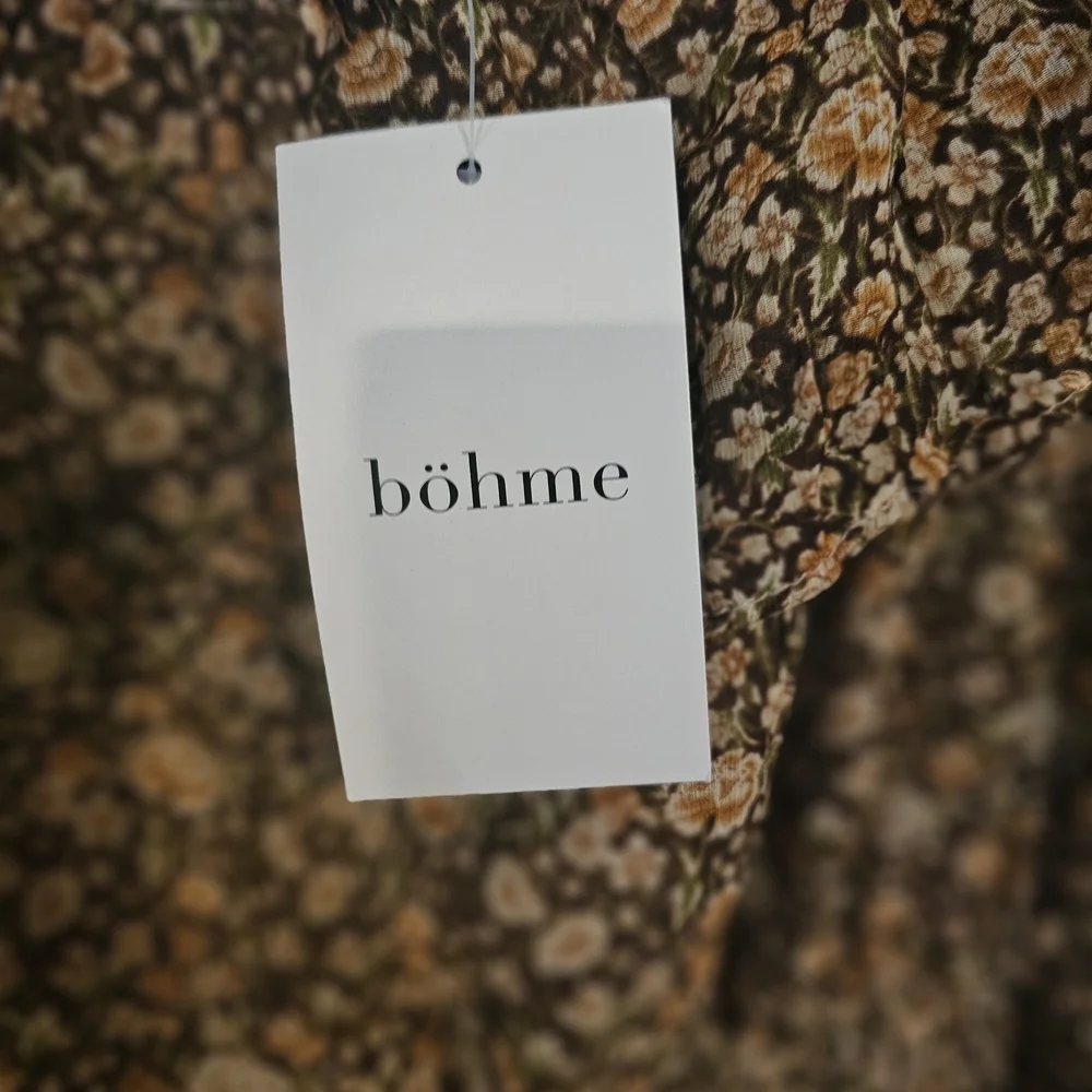 Bohme Lotte Mini Brown & Tan Long Sleeve Dress Sz L